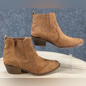 Mossimo Supply Co Boots Womens 6.5 Western Ankle Bootie Brown Faux Suede Heels